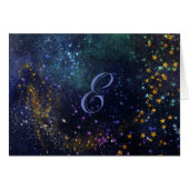 Script Monogram Note Cards-Sterrennacht (Voorkant Horizontaal)