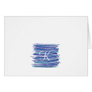 Script Monogram Note-kaarten - Blauwe krabbels