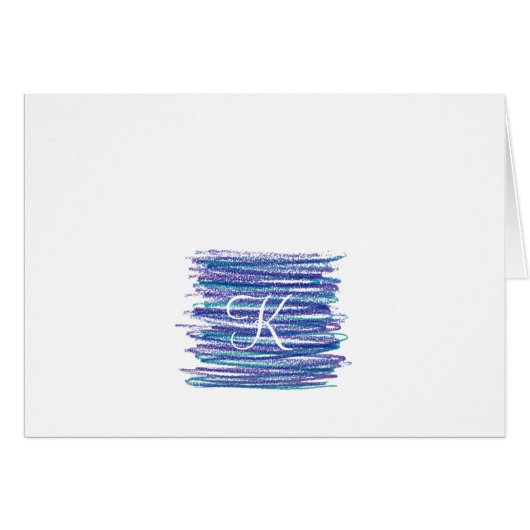 Script Monogram Note-kaarten - Blauwe krabbels (Voorkant Horizontaal)