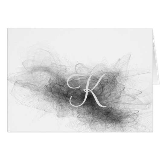 Script Monogram Note-kaarten - dramatisch flat Bla (Voorkant Horizontaal)