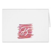 Script Monogram Note-kaarten - Rode kribbels (Voorkant Horizontaal)