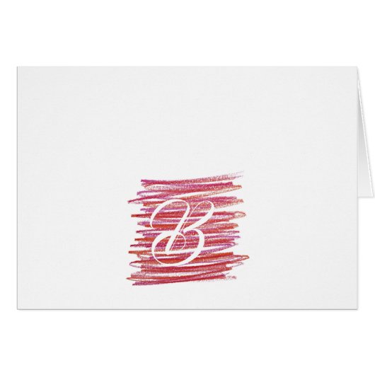 Script Monogram Note-kaarten - Rode kribbels (Voorkant Horizontaal)