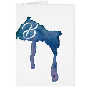 Script Monogram Notitiekaarten- Waterverf Drip Bla