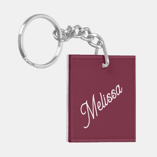 Script monogram, rood bordeaux sleutelhanger (Voorkant Links)