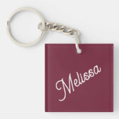 Script monogram, rood bordeaux sleutelhanger (Voorkant)