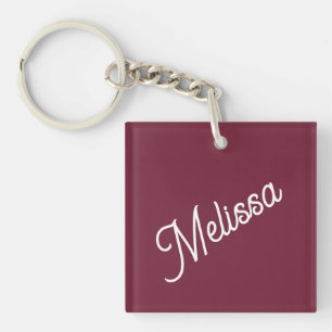 Script monogram, rood bordeaux sleutelhanger