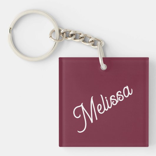 Script monogram, rood bordeaux sleutelhanger (Voorkant)