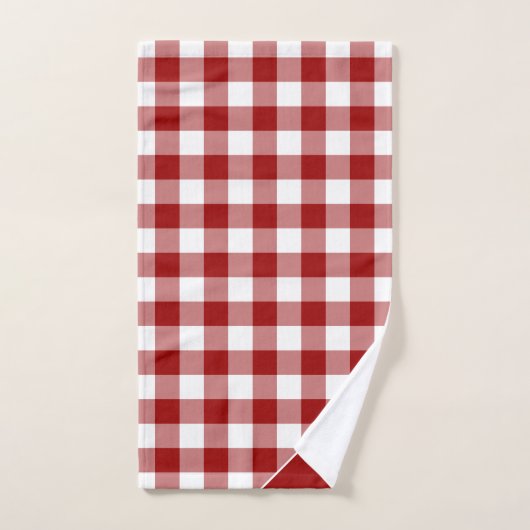 Script Monogram Rood Wit Buffel Plaid Patroon Bad Handdoek (Handdoek)