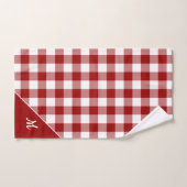 Script Monogram Rood Wit Buffel Plaid Patroon Bad Handdoek (Handdoek)