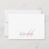 Script Monogram Roze Notitiekaartje (Voorkant)