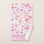 Script Monogram Roze Paars Geel Vlinders  Bad Handdoek (Handdoek)