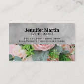 Script Monogram Roze Rozen Bloemen Visitekaartje (Achterkant)