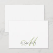 Script Monogram Salie Groen Notitiekaartje (Voorkant / Achterkant)