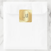 Script Monogram Sjabloon Faux Gold Custom Modern Vierkante Sticker (Tas)