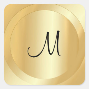 Script Monogram Sjabloon Faux Gold Custom Modern Vierkante Sticker