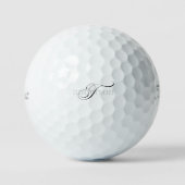 Script Monogram "T" en aangepaste achternaam Title Golfballen (Voorkant)
