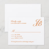 Script Monogram Trouw RSVP Kaart (Oranje) (Voorkant / Achterkant)