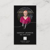 Script Monogram Vastgoed Foto Logo QR Code Visitekaartje (Voorkant)