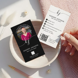 Script Monogram Vastgoed Foto Logo QR Code Visitekaartje