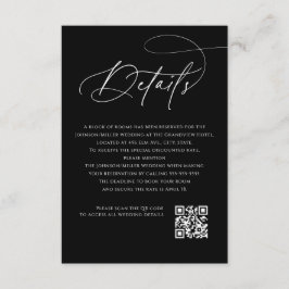 Script Monogram Wedding Details Black QR Code Informatiekaartje