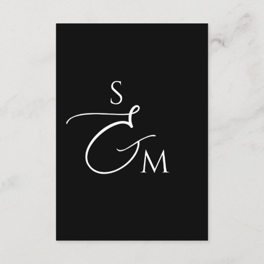 Script Monogram Wedding Details Black QR Code Informatiekaartje (Achterkant)