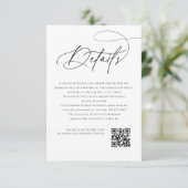 Script Monogram Wedding Details White QR Code Informatiekaartje (Staand voorkant)