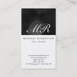 Script Monogram White Black Pattern Visitekaartje