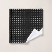 Script Monogram Wit op Black Polka Dot Pattern Bad Handdoek (Wasdoekje)