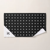 Script Monogram Wit op Black Polka Dot Pattern Bad Handdoek (Handdoek)