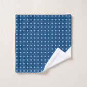 Script Monogram Wit op Blue Polka Dot Patroon Bad Handdoek (Wasdoekje)