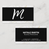 Script Monogram | Witte goudmarmer Visitekaartje (Voorkant / Achterkant)