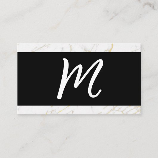 Script Monogram | Witte goudmarmer Visitekaartje (Voorkant)