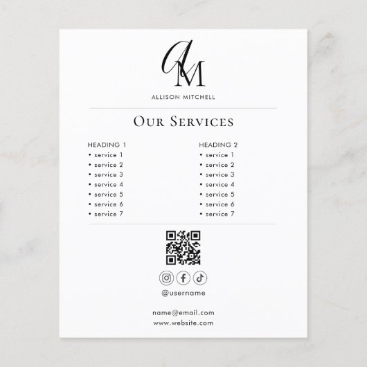 Script Monogram Zakelijke Foto QR Code Flyer (Achterkant)