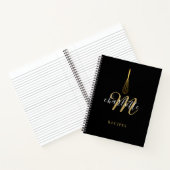 Script Monogram Zwart Goud Gardeer Recept Notitieboek (Binnen)