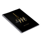 Script Monogram Zwart Goud Gardeernaald Recept Notitieboek (Rechterzijde)
