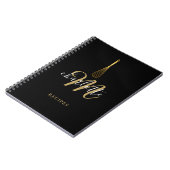 Script Monogram Zwart Goud Gardeernaald Recept Notitieboek (Linkerzijde)