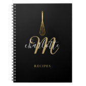 Script Monogram Zwart Goud Gardeernaald Recept Notitieboek (Voorkant)