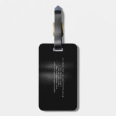 Script-monogram zwart grijs bagagelabel (Achterkant verticaal)