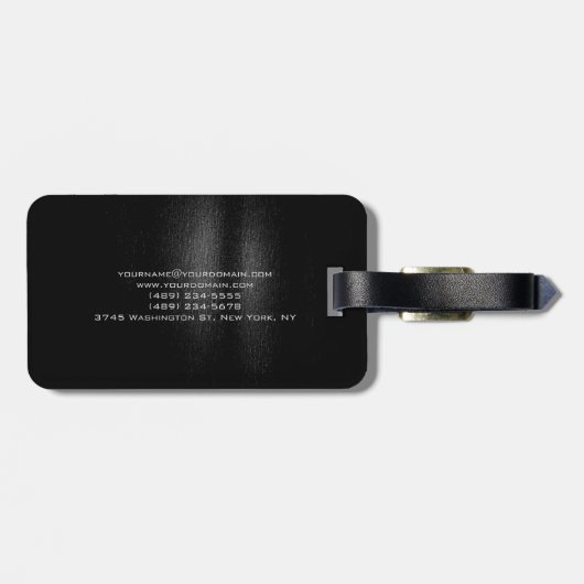 Script-monogram zwart grijs bagagelabel (Achterkant horizontaal)