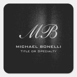Script monogram zwart grijs modern schattig vierkante sticker