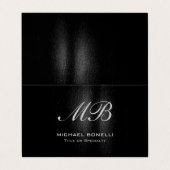 Script monogram zwart grijs modern schattig visitekaartje (Buitenkant ongevouwen)