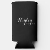 Script-monogram zwart seltzer blikjeskoeler (Voorkant)