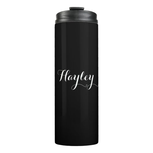 Script-monogram zwart thermosbeker (Voorkant)