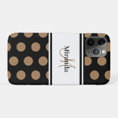 Script Monogram Zwart Wit Bruin Polka Dots Case-Mate iPhone Case (Achterkant (horizontaal))
