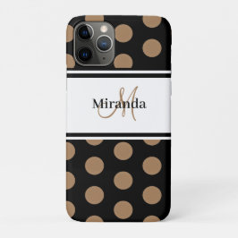 Script Monogram Zwart Wit Bruin Polka Dots Case-Mate iPhone Case