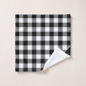 Script Monogram Zwart Wit Buffel Plaid Patroon Bad Handdoek (Wasdoekje)