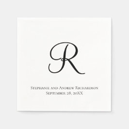 Script Monogram Zwart Wit Elegante Trouwservet Servet