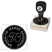 Script Monogram zwart wit Rubberstempel (Gestempeld)