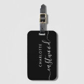 Script Monogram Zwarte Bagage Label (Voorkant (verticaal))