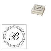 Script Monogrammed Lijst Round Return-adres Rubberstempel (Gestempeld)